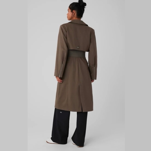 Alo Women’s FORMATION TRENCH COAT Olive Tree Size Medium - Picture 2 of 16
